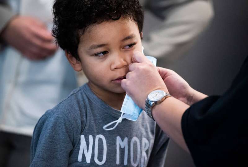 Child wearing mask