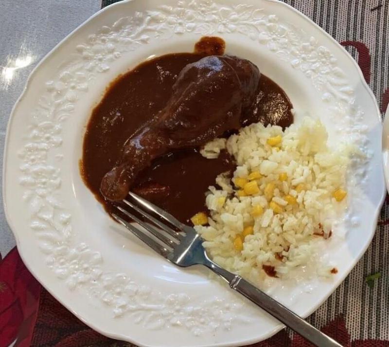 Mole and white rice