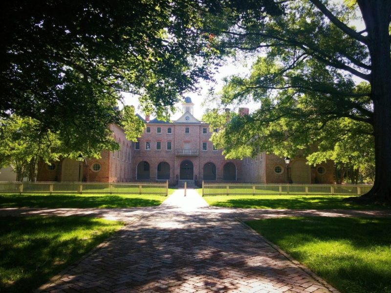 Exterior shot of William & Mary University.