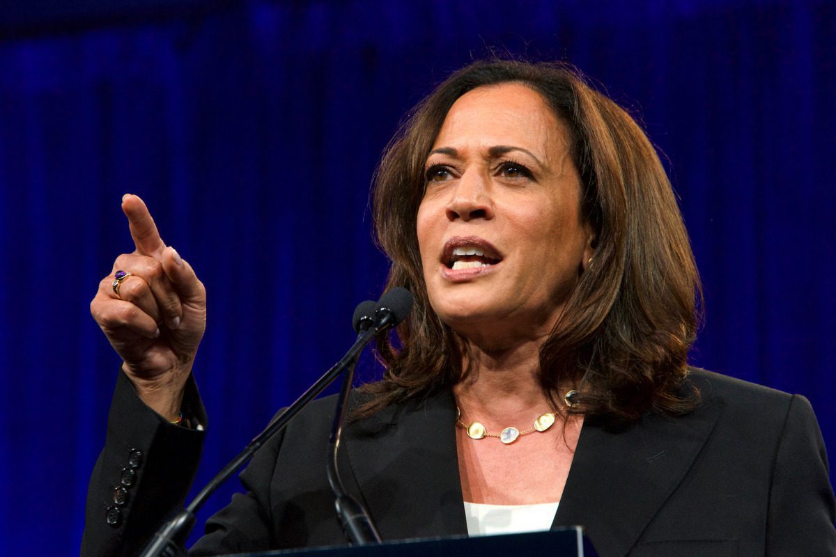 San Francisco, CA - August 23, 2019: Presidential candidate Kamala Harris speaking at the Democratic National Convention summer session in San Francisco, California.