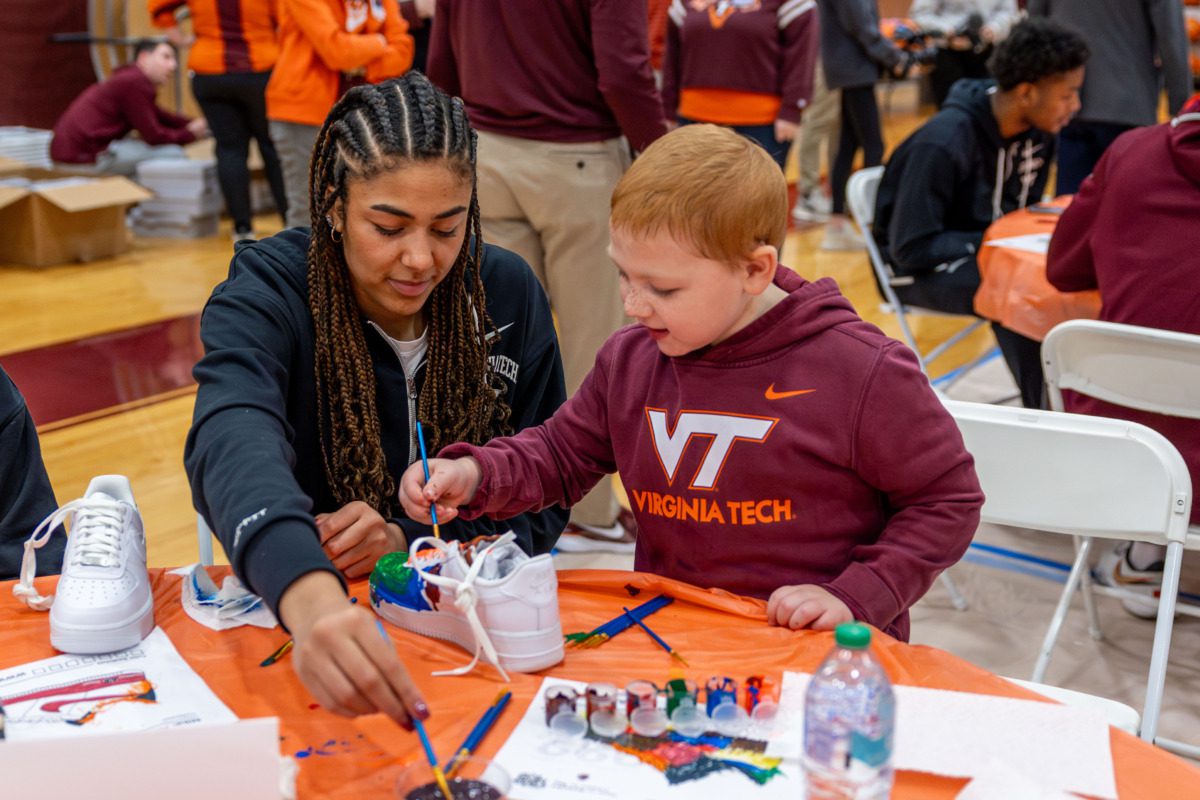 Hokie athletes and pediatric patients team up at Shoes 4 Hope event