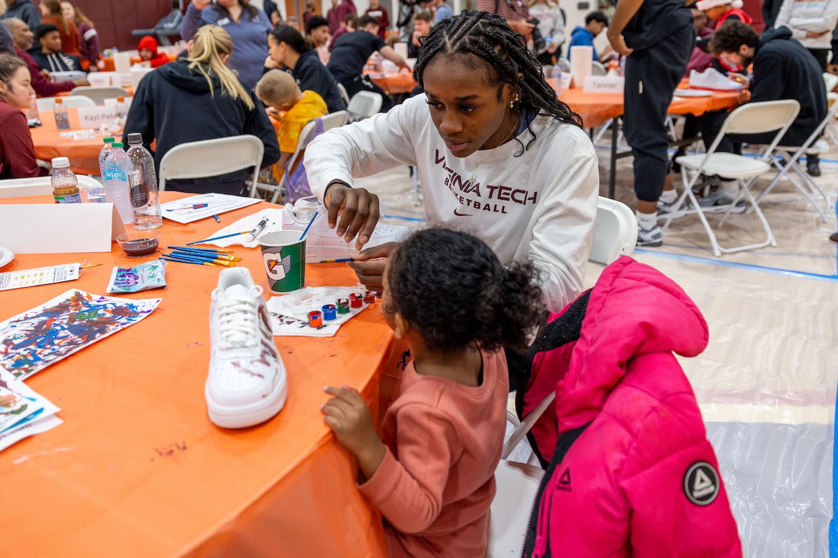 Hokie athletes and pediatric patients team up at Shoes 4 Hope event