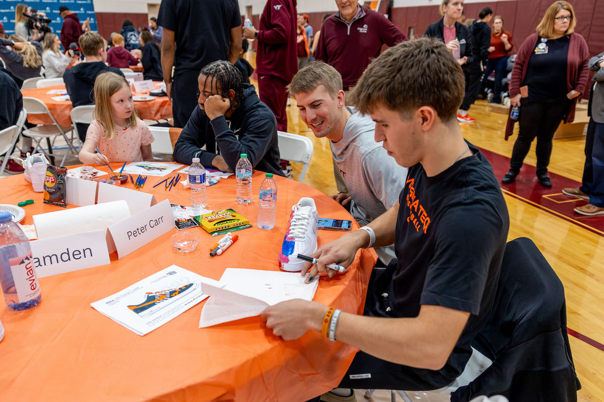 Hokie athletes and pediatric patients team up at Shoes 4 Hope event