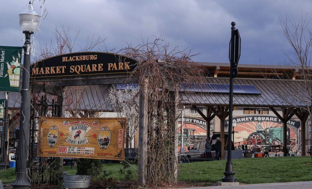Exterior shot of Market Square Park in Blacksburg