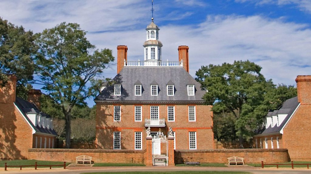Exterior shot of The Governor’s Palace in Williamsburg