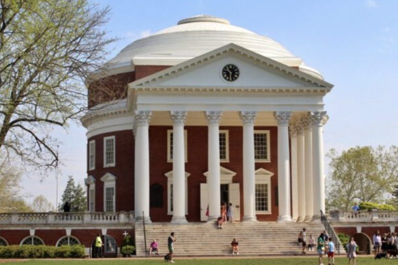 students convening around UVA