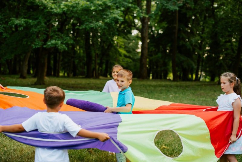 kids playing at camp in the virginia mountains