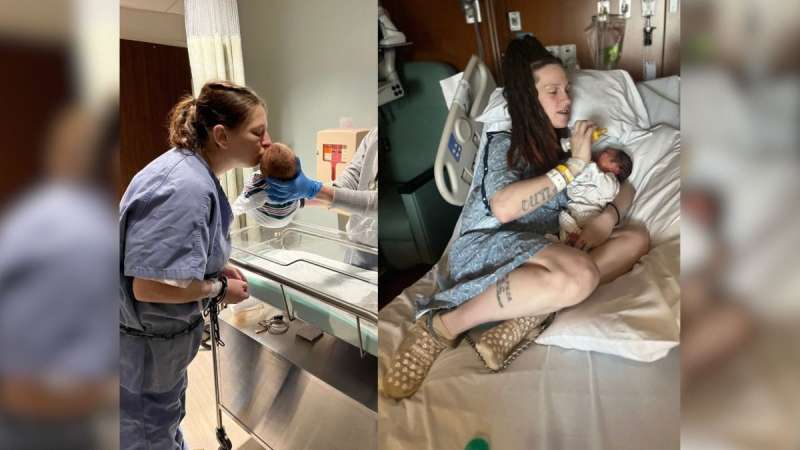 Photos of two incarcerated women shackled after given birth in a Virginia jail.
