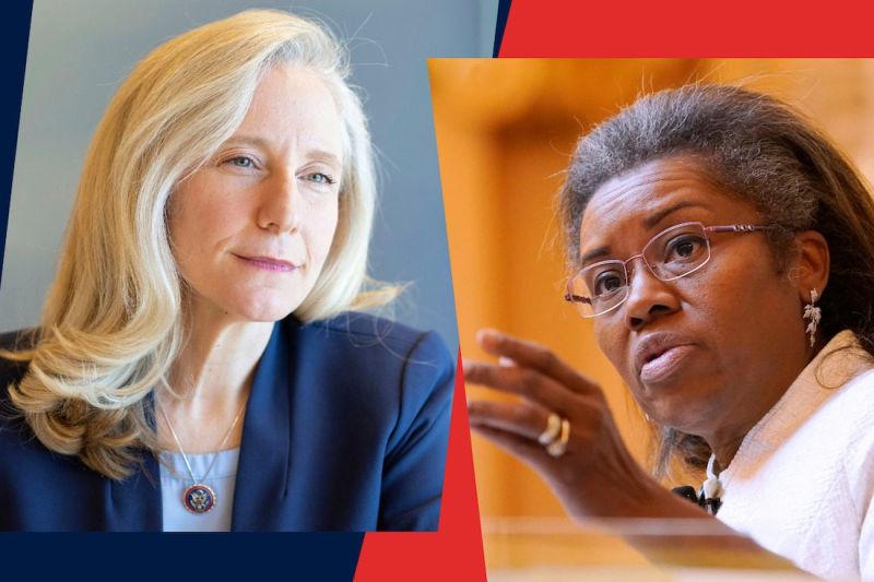 Photo compilation of Abigail Spanberger and Winsome Earle-Sears