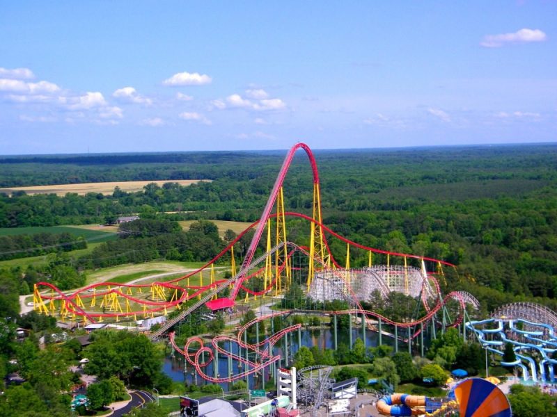 an aerial view of rides at kings dominion in virginia