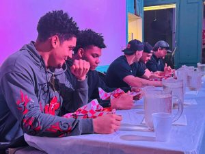 A chicken wing eating contest