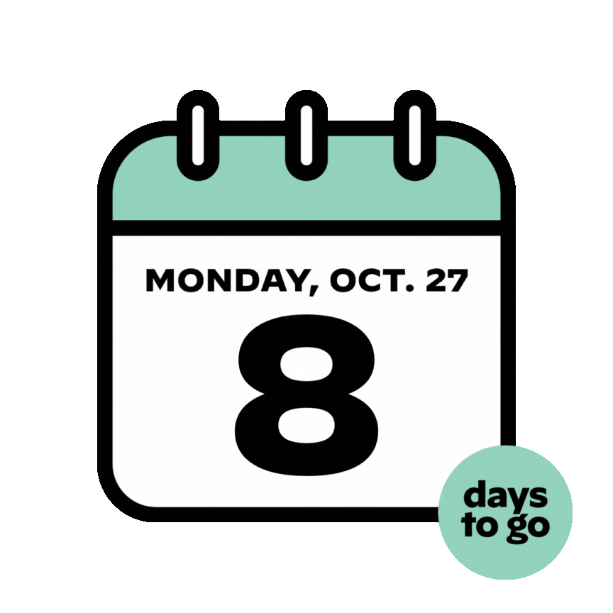 Monday, Oct. 27, 8 days to go