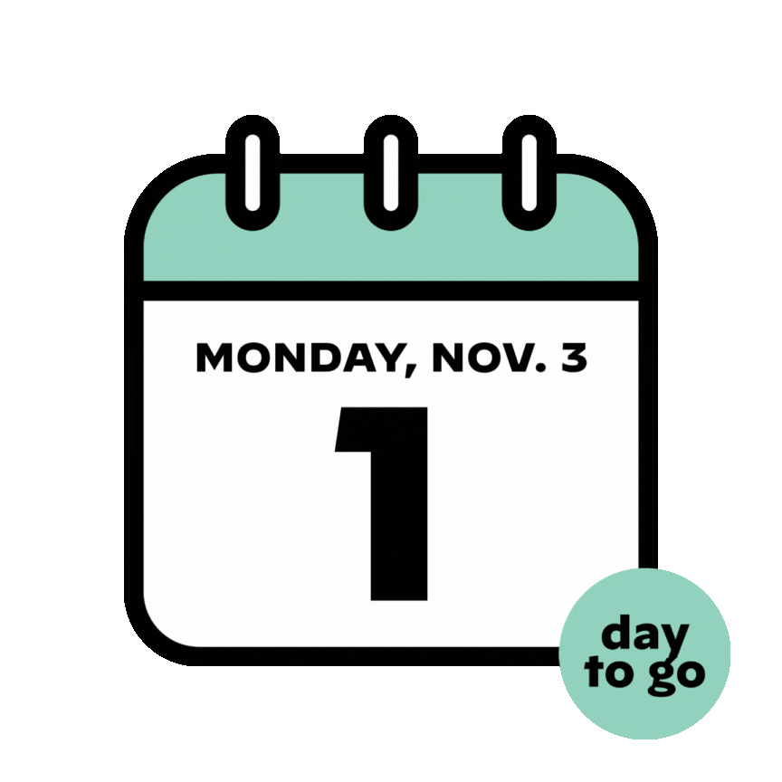 Monday, Nov. 3, 1 day to go