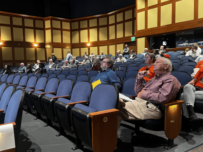 Virginia residents in amphitheater at Christopher Newport University