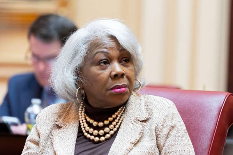 Virginia Senate President pro tempore Louise Lucas, D-Portsmouth, listens to debate on the Senate floor, Tuesday, Feb. 17, 2026, in Richmond, Va.
