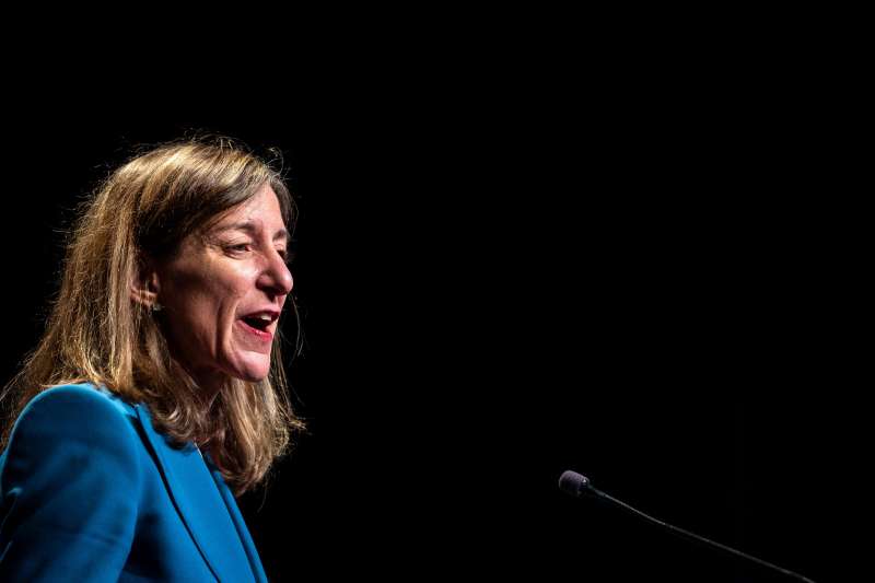 Congressional candidate Elaine Luria, D-Va., speaks during a campaign rally.