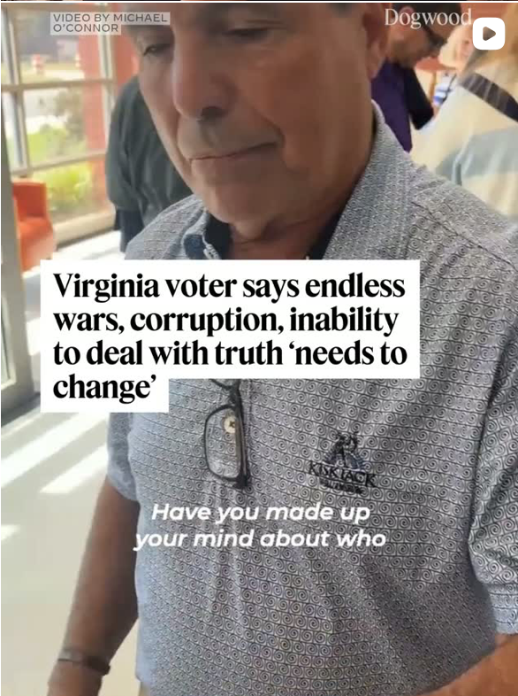 Virginia voter says endless wars, corruption, inability to deal with truth 'needs to change'