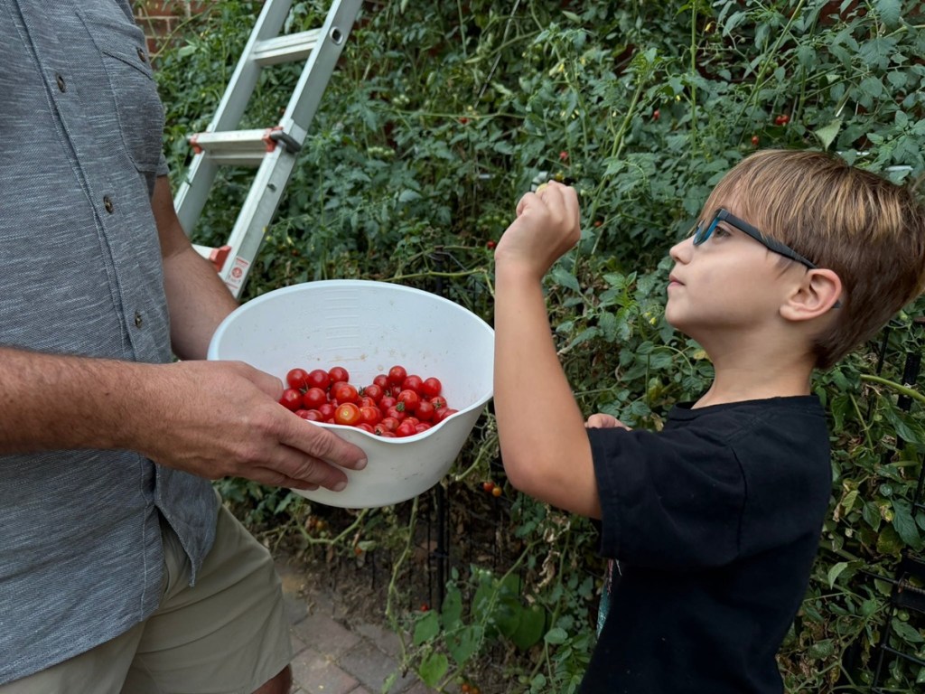 Staunton father and son stand near plant