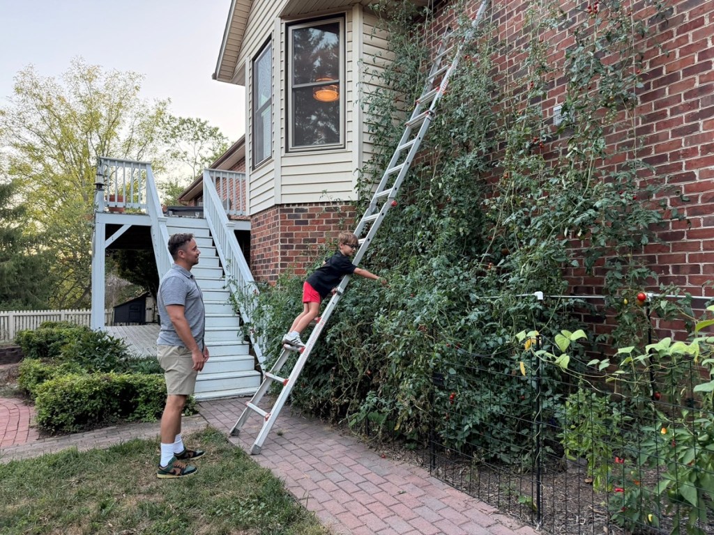 Staunton father and son stand near plant